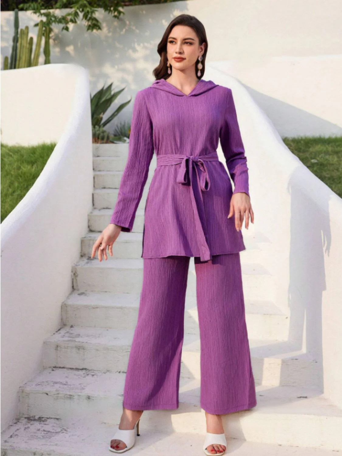 Annelie | Set consisting of a long-sleeved hooded top and tie-dye trousers - Image 8