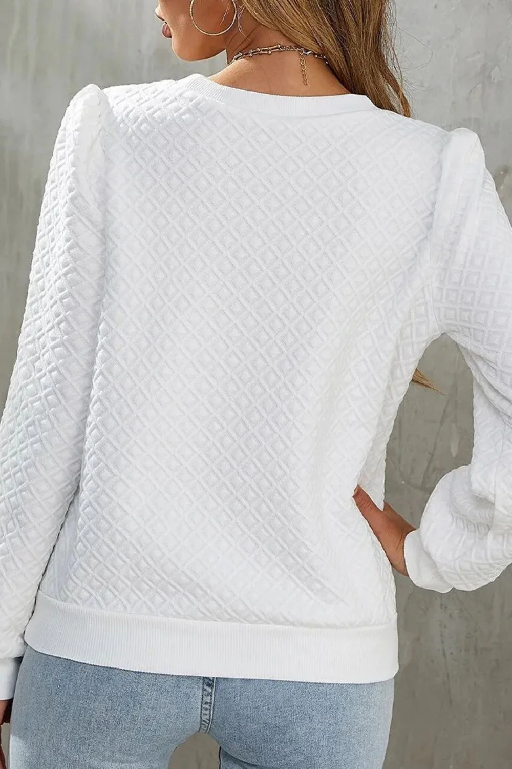 Annelie | Structured, long-sleeved top with a crew neck - Image 2