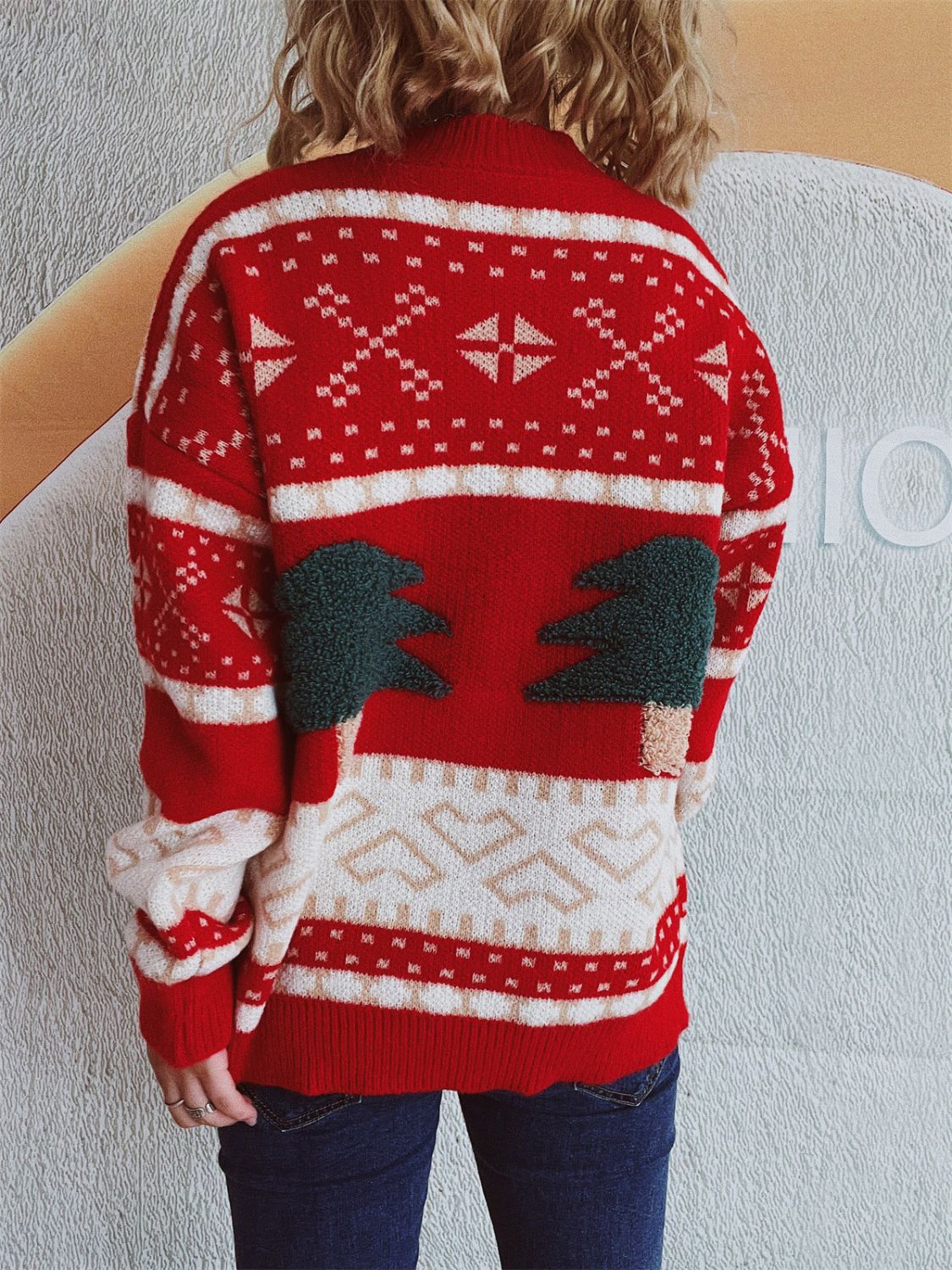 Annelies | Long-sleeved Christmas tree sweater with stand-up collar - Image 2