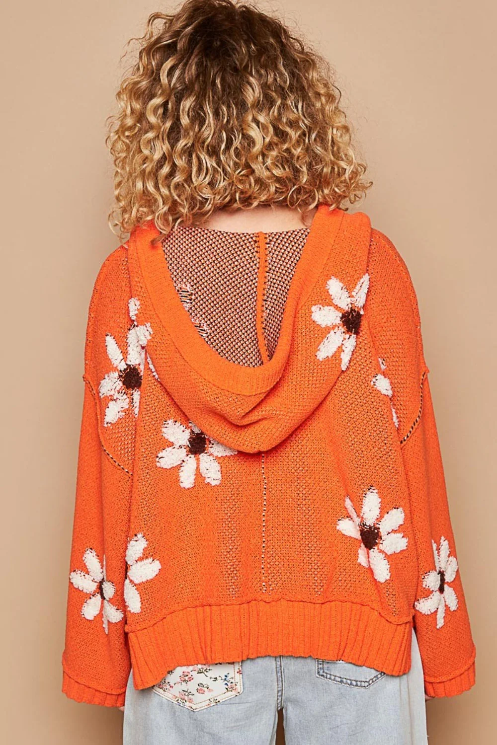 Annika | High-low hooded sweater with floral pattern - Image 2