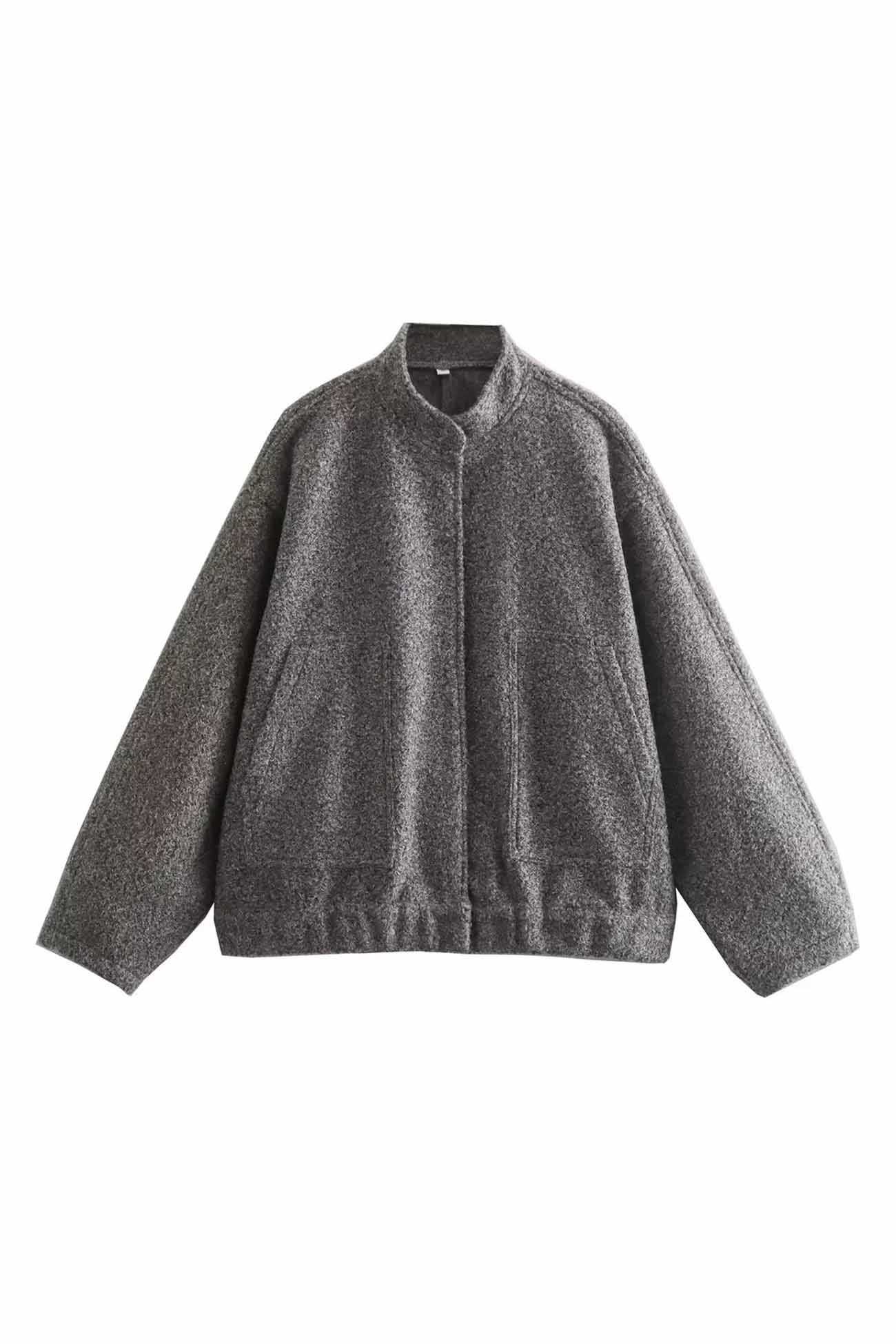 Annika | Solid jacket with stand-up collar and button pocket - Image 3