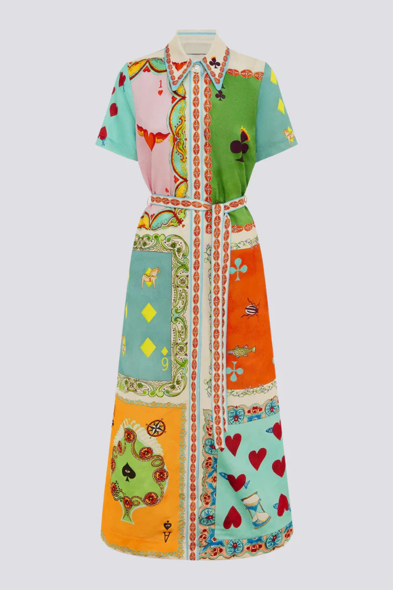 Antonella® | Short-Sleeved Maxi Dress With Poker Print - Image 5