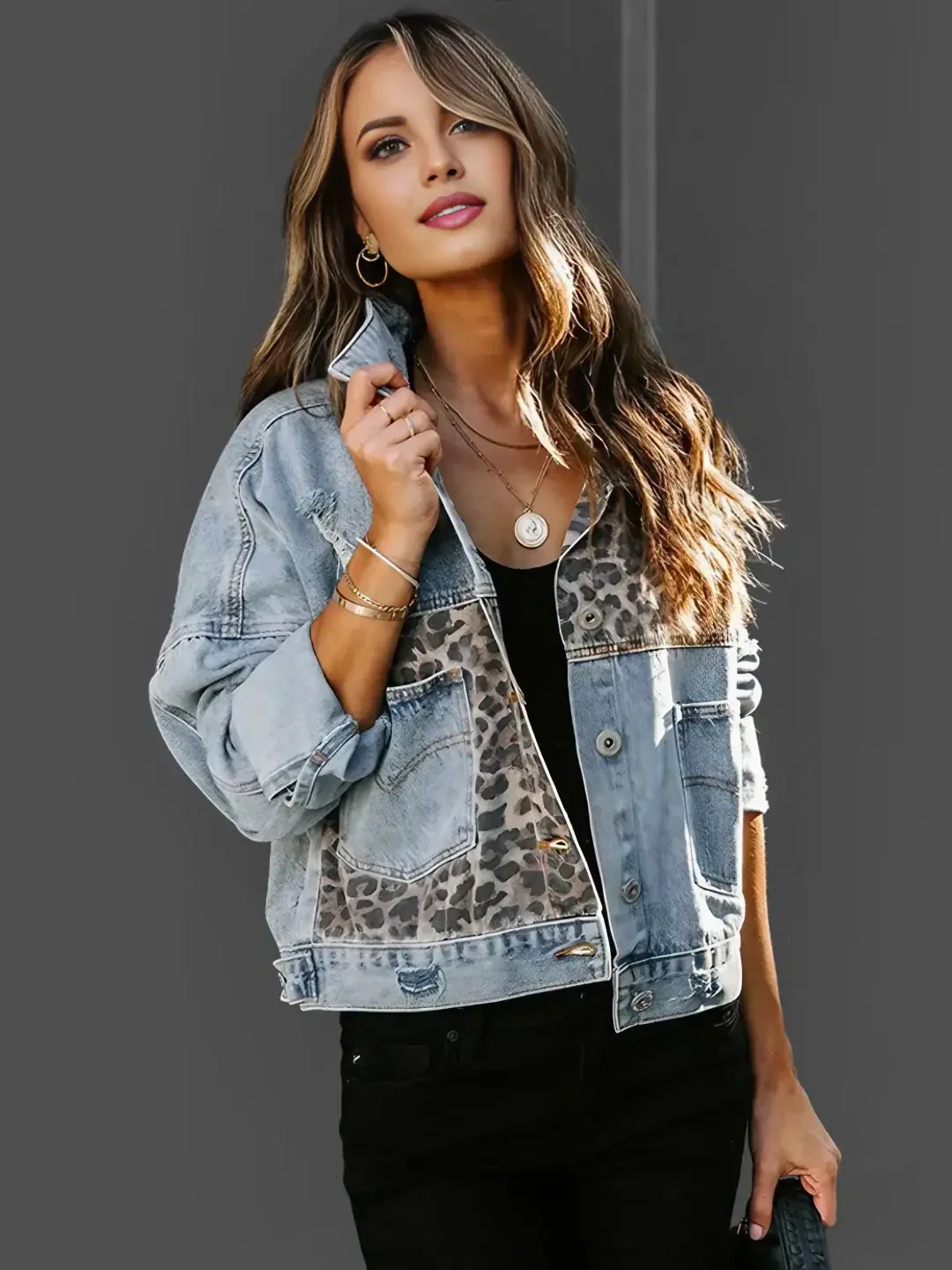 Antonia® | Leopard Print Denim Jacket - Image 4