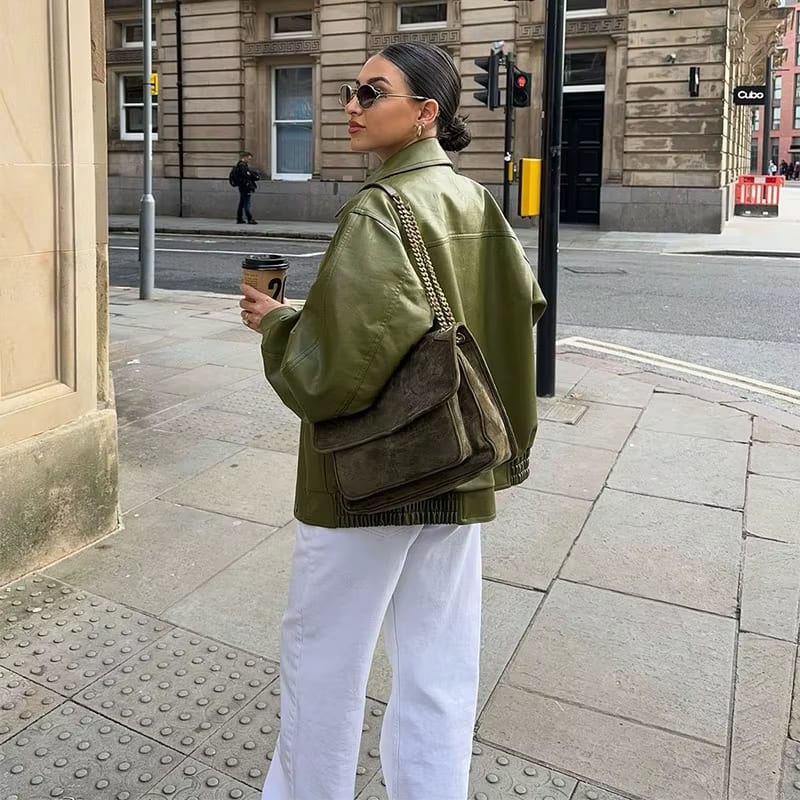 Anya® | Stylish Oversized Leather Jacket - Image 3