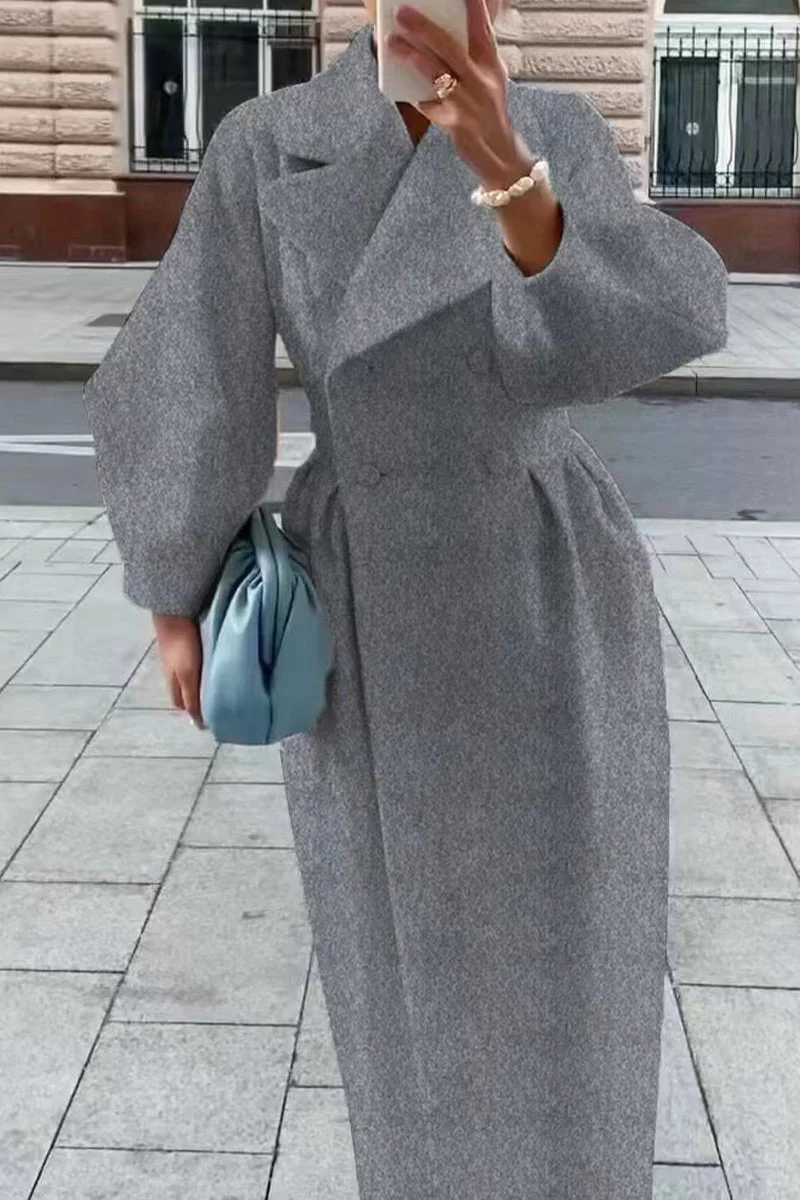 Araceli | Elegant plain outerwear with a turn-down collar - Image 7