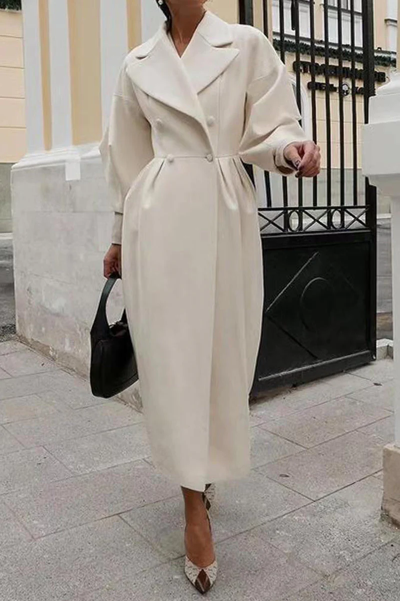 Araceli | Elegant plain outerwear with a turn-down collar - Image 9
