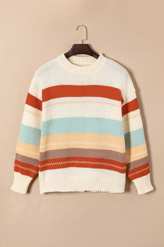 Araceli | Striped color block knit sweater with dropped shoulder - Image 6