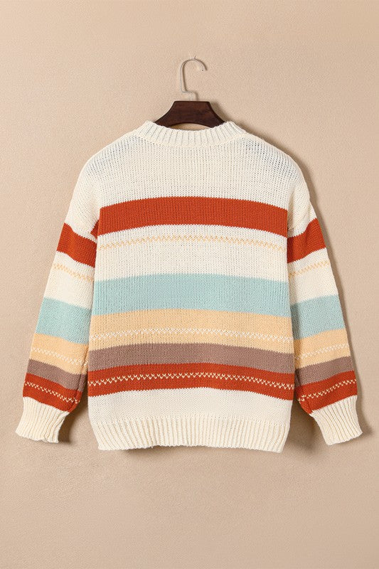 Araceli | Striped color block knit sweater with dropped shoulder - Image 7