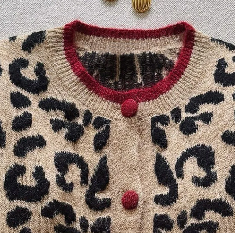 Aranza® | Cardigan unique à Manches longues, imprimé léopard, the couleur marron - Image 5