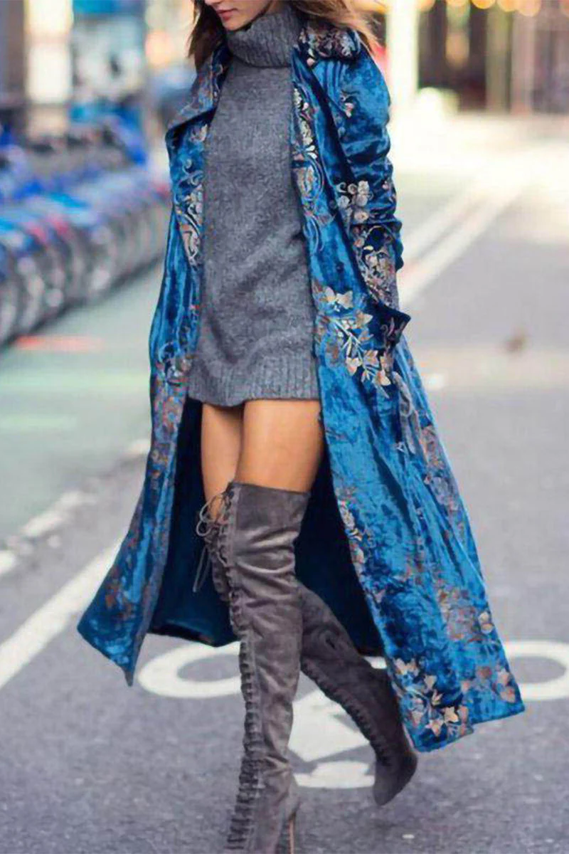 Aranza | Casual British style outerwear with cardigan collar and print