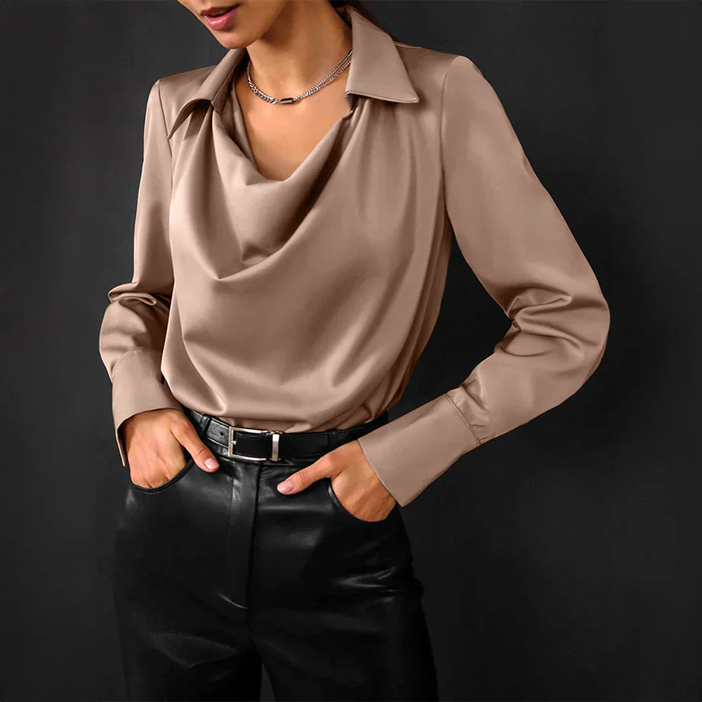 Araxie® | Satin Blouse With A Cowl Neckline