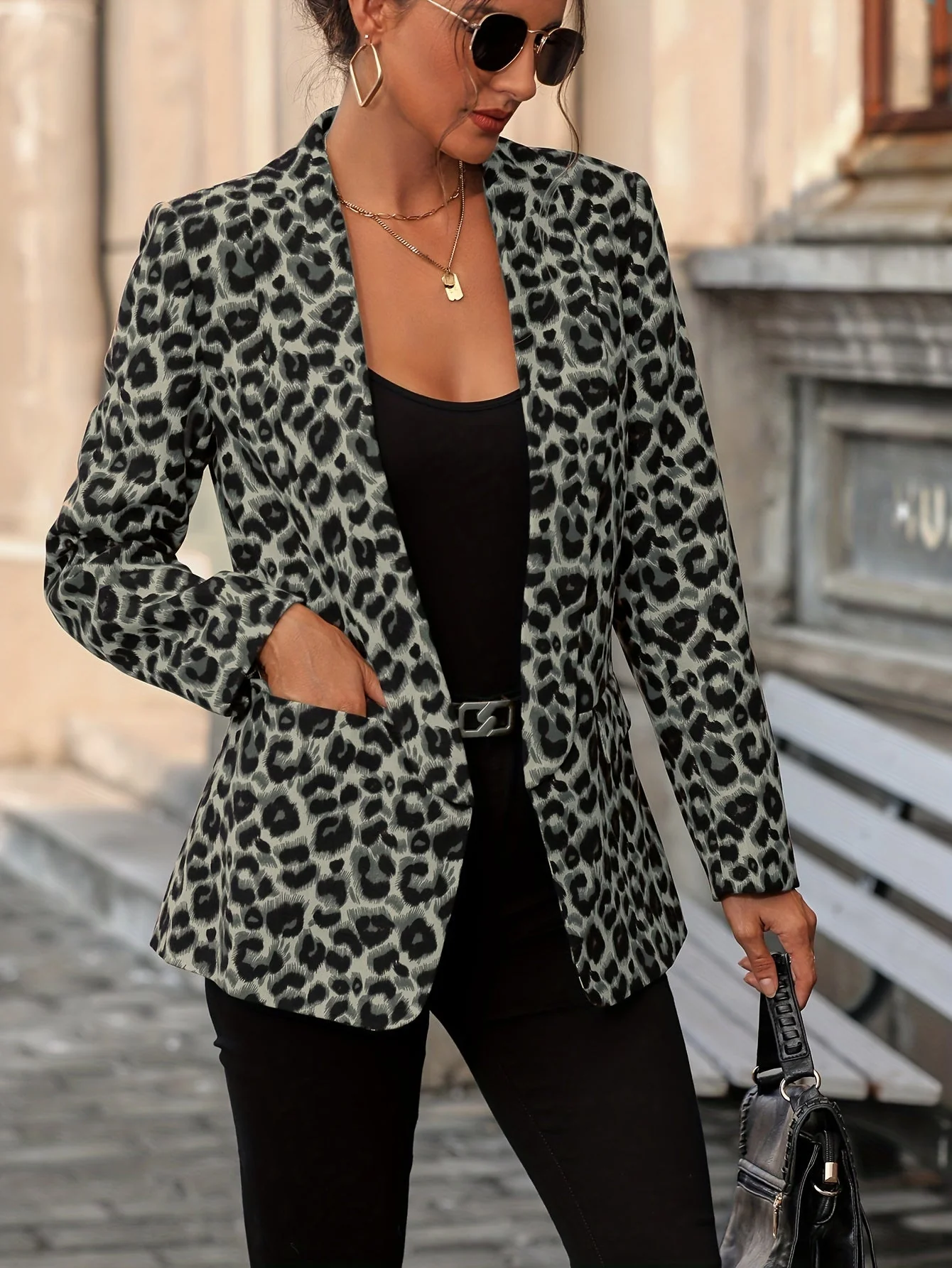 Arely® | Elegant Business Long Blazer With Leopard Print For All Seasons - Image 8