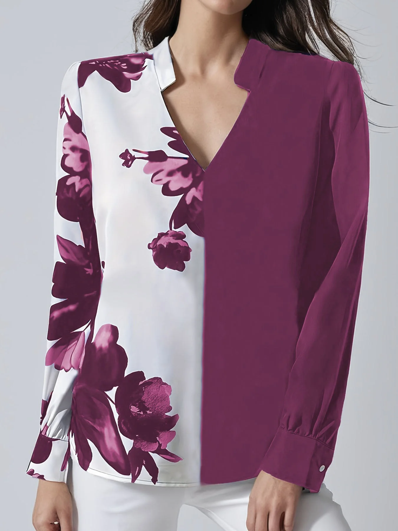 Ariadna® | Women'S Blouse With Asymmetric Cut And Floral Pattern - Image 6
