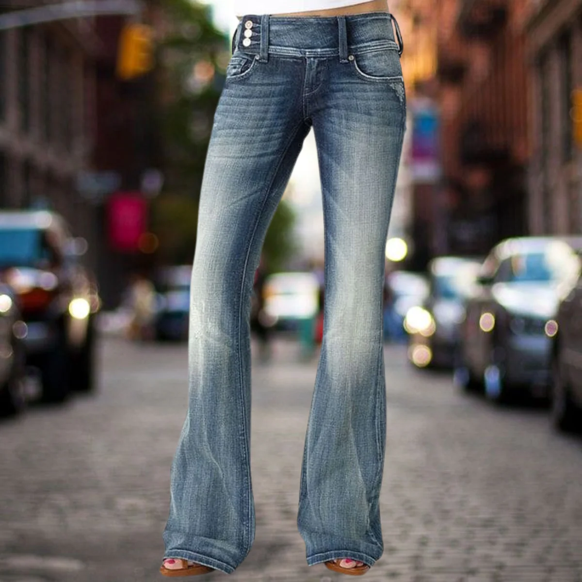 Ariana® | Elegance Classic Mid-Waist Jeans With Flair - Image 4