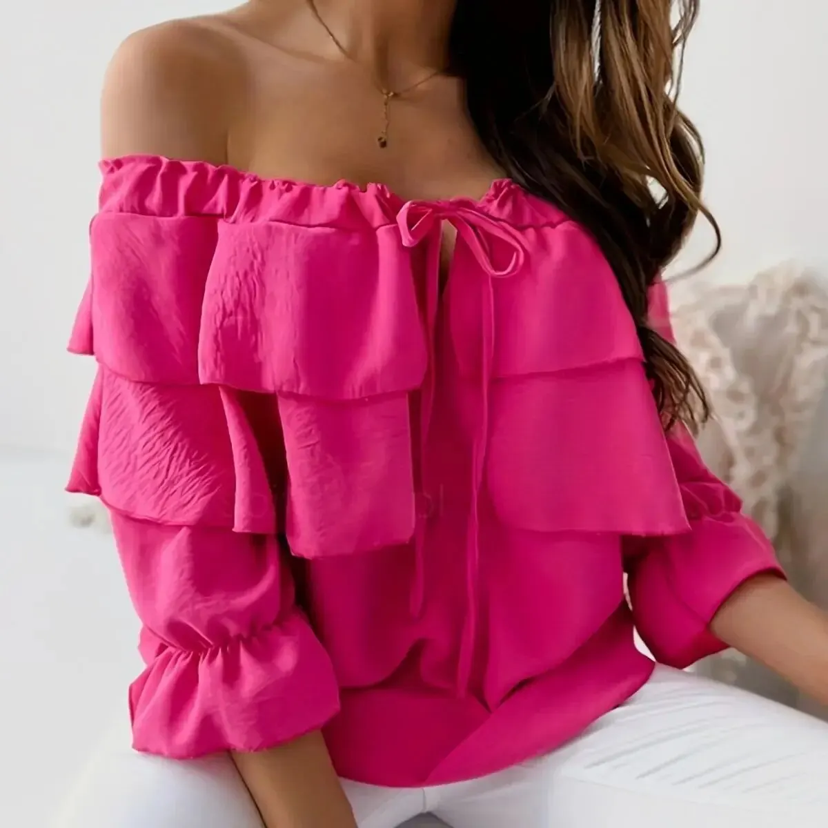 Ariela® | Off-The-Shoulder, Long-Sleeved Top With Tiered Ruffles - Image 3