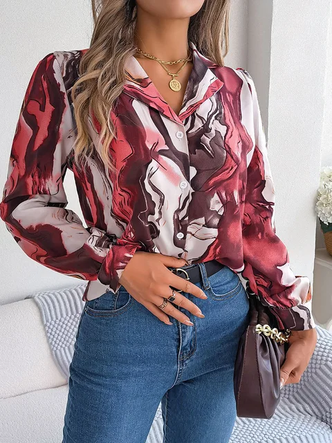 Armina® | Long-Sleeved Blouse Mit Marmormuster - Image 10