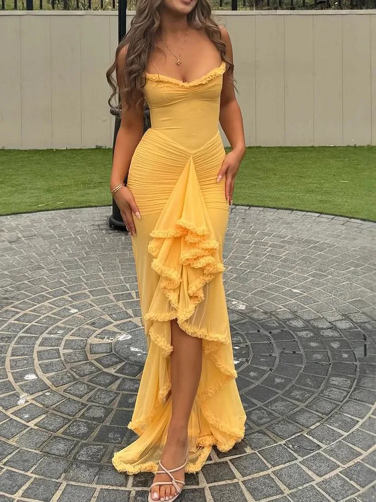 Ashley® | Women'S Elegant Mesh Formal Dress With Ruffles - Image 2