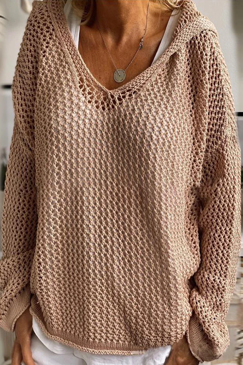 Astrid | Casual solid color hollow out hoodies for everyday wear - Image 2