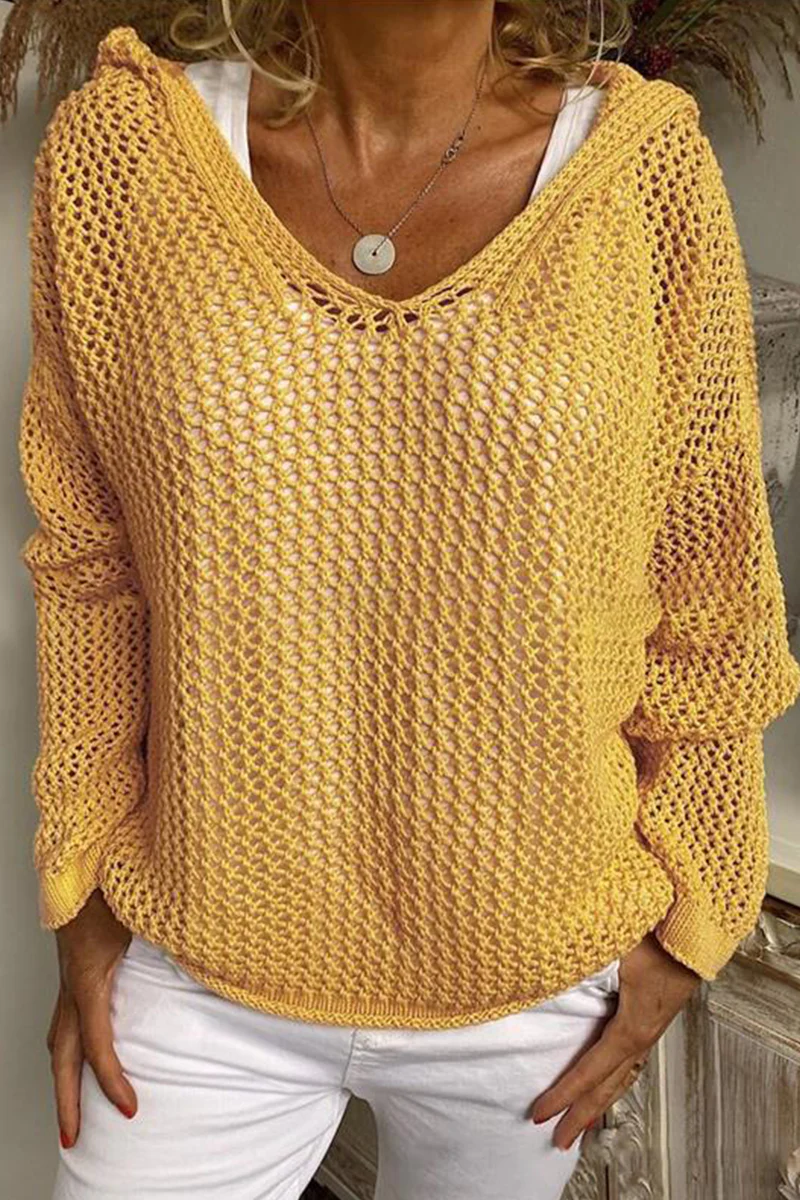 Astrid | Casual solid color hollow out hoodies for everyday wear - Image 3