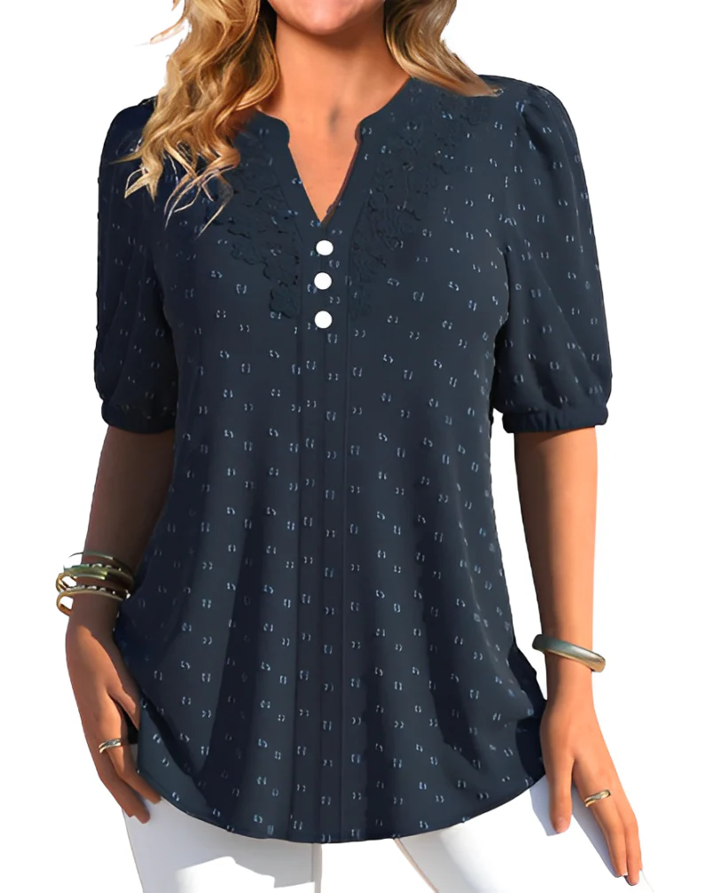 Aurea® | Short-Sleeved Blouse With Snap Buttons - Image 3