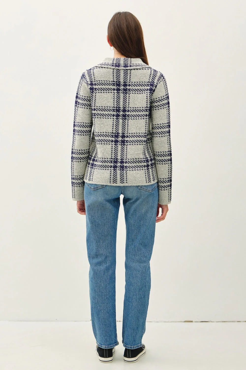 Aurora | Be Cool checked long-sleeved pullover jacket with front patch pockets - Image 2