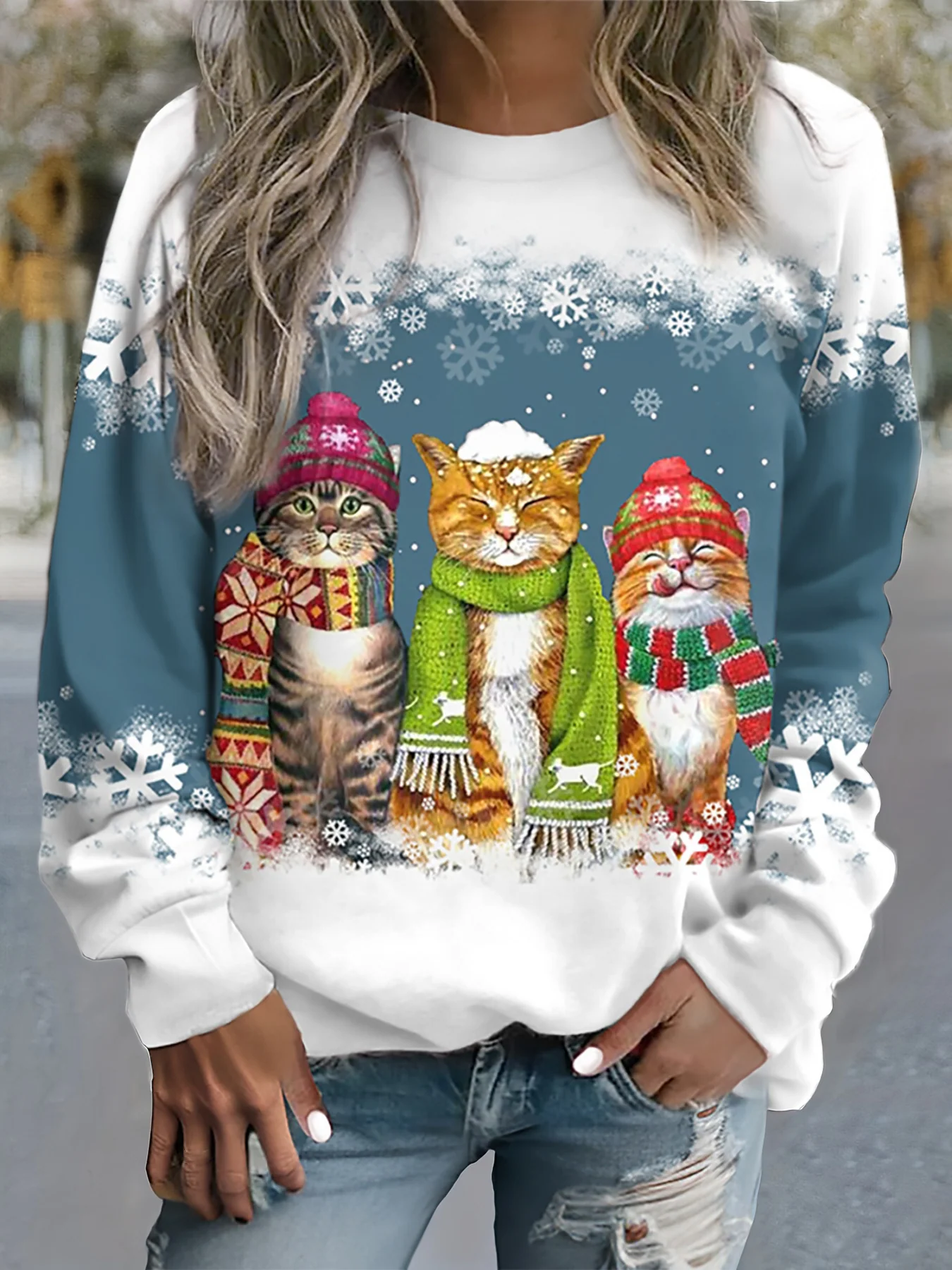 Aurora® | Comfortable winter sweatshirt with cat motifs - Image 3