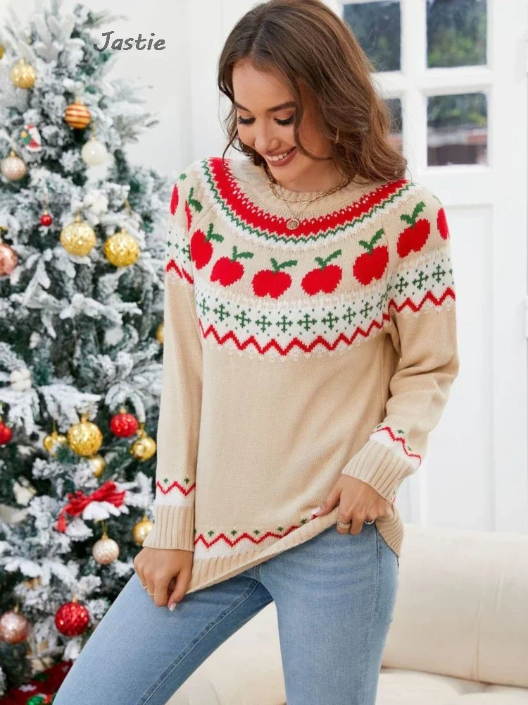 Aurora | Geometric women's sweater with apple pattern - Image 4