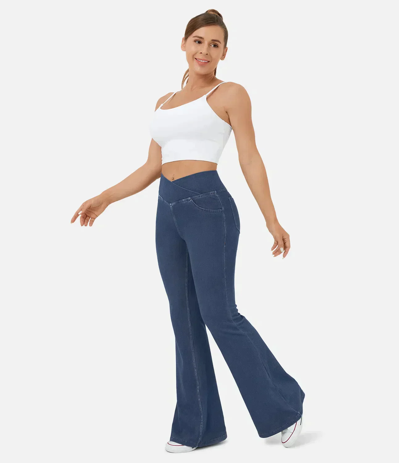 Aurora® | Women'S High-Waisted Retro Flare Pants With Crossover Waistband - Image 3