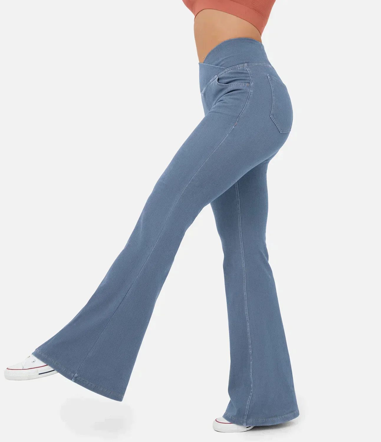 Aurora® | Women'S High-Waisted Retro Flare Pants With Crossover Waistband - Image 6