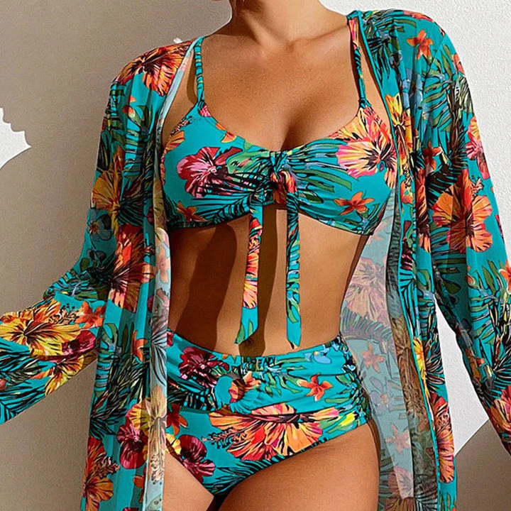 Avenela® | 3-Piece Bikini With Flowers And Robe - Image 6