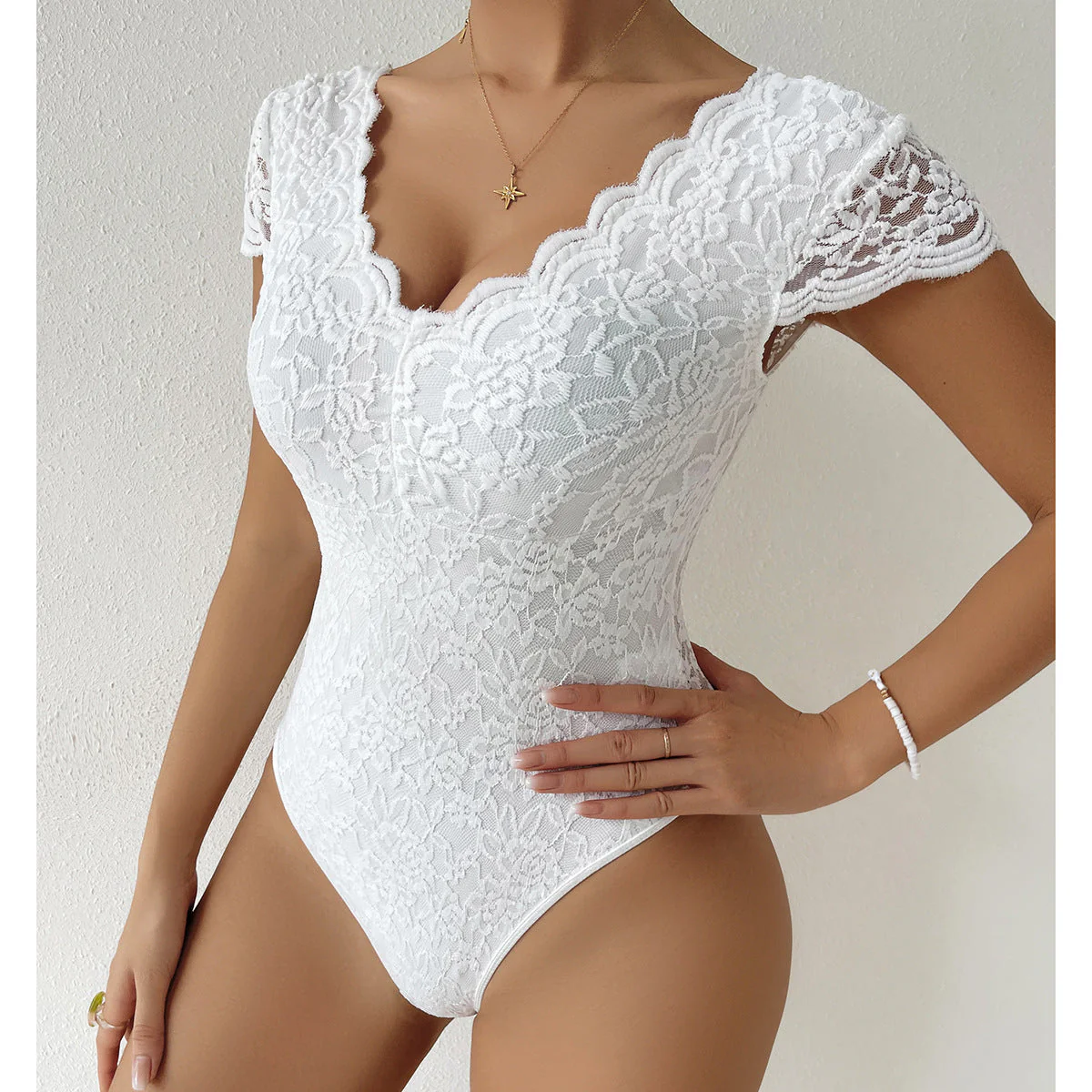 Avice® | Figure-Hugging Lace Bodysuits With V-Neck - Image 8