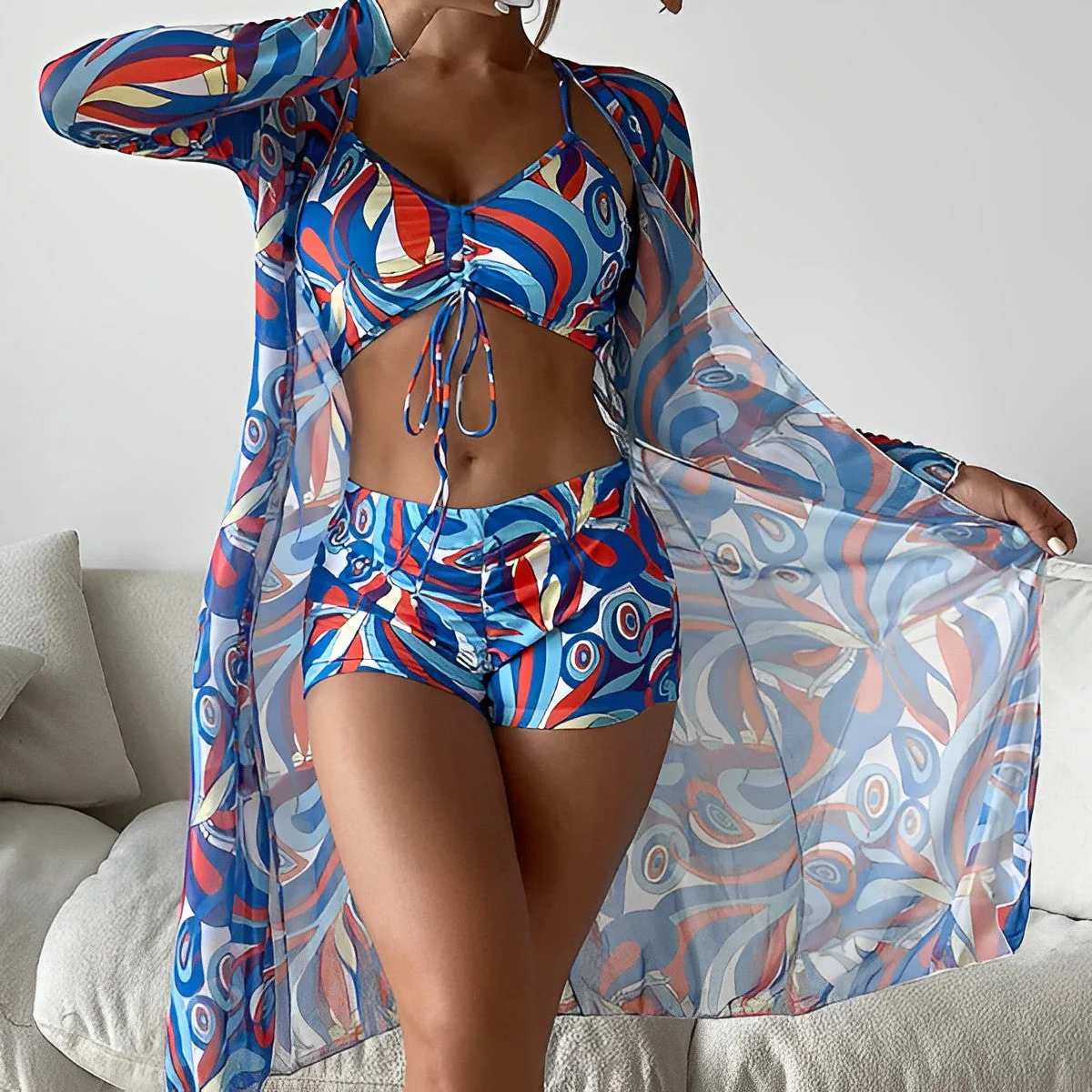 Avice® | Swirl Print Swimsuit With Overlay