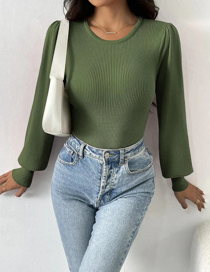 Aziza® | Ribbed Body Top With Long Sleeves - Image 3