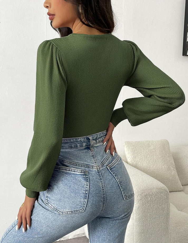 Aziza® | Ribbed Body Top With Long Sleeves - Image 4