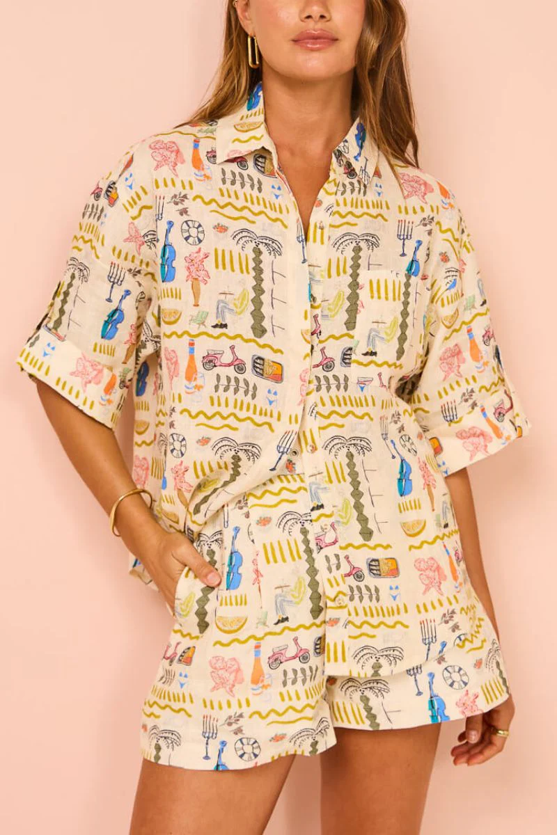 Azucena® | Printed Casual Loose Shorts Set