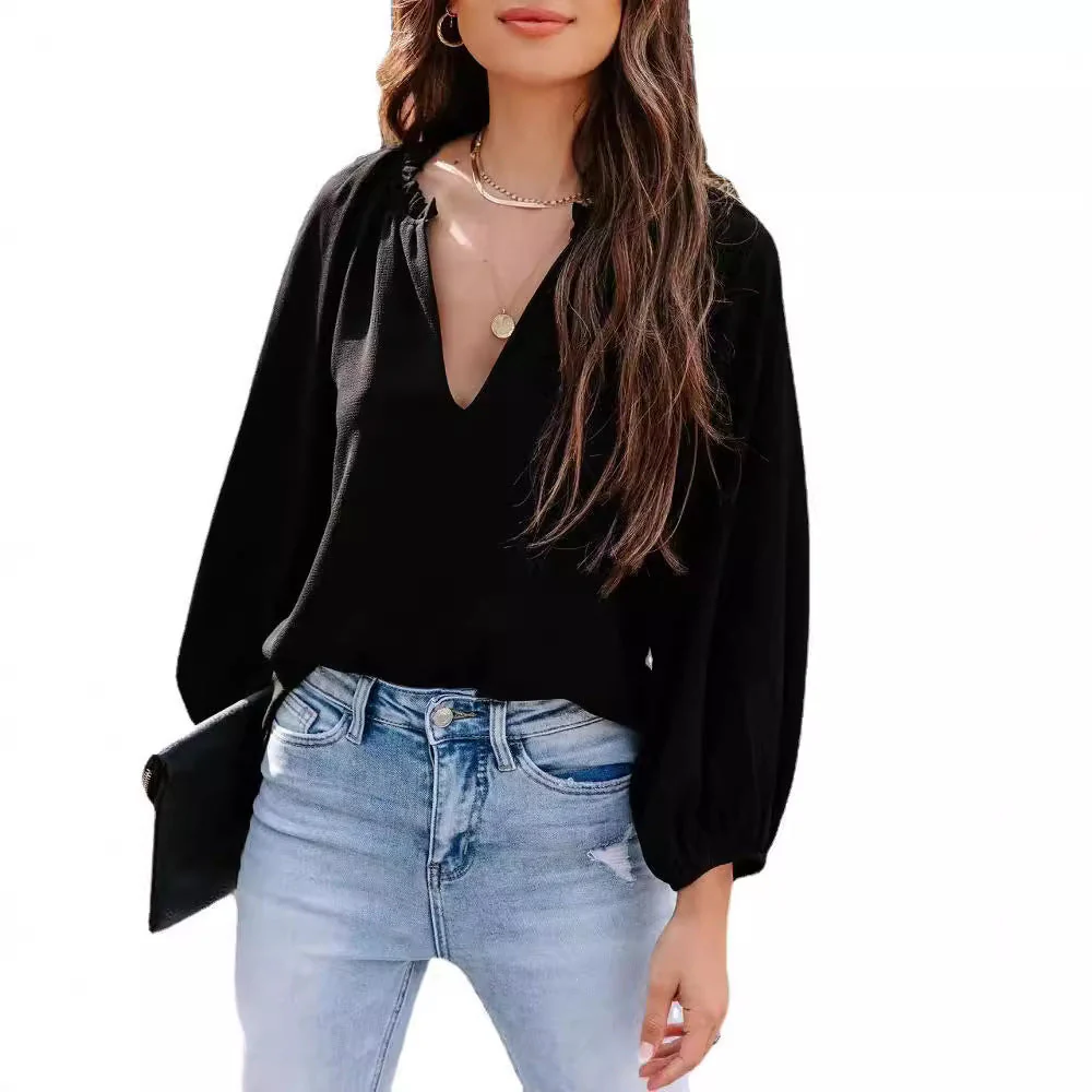 Azucena® | Women'S Blouse With Balloon Sleeves And V-Neck - Image 3