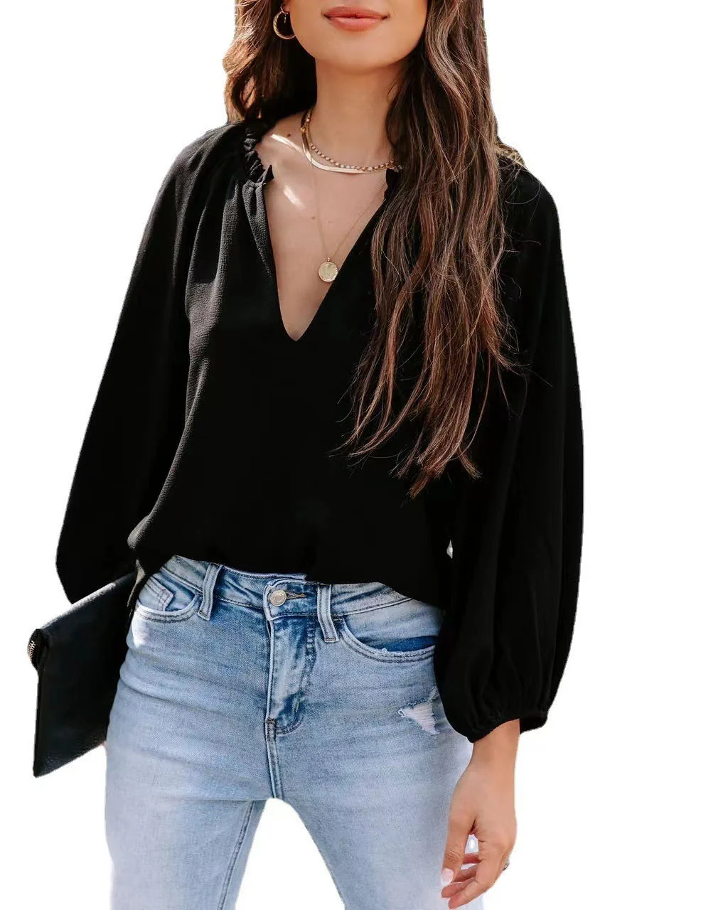 Azucena® | Women'S Blouse With Balloon Sleeves And V-Neck - Image 8