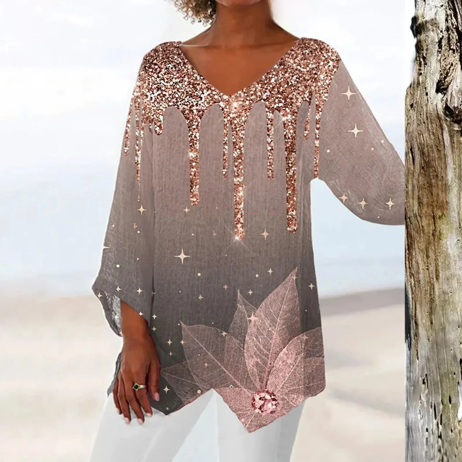 Azul® | Vintage V-neck women's blouse - Image 5