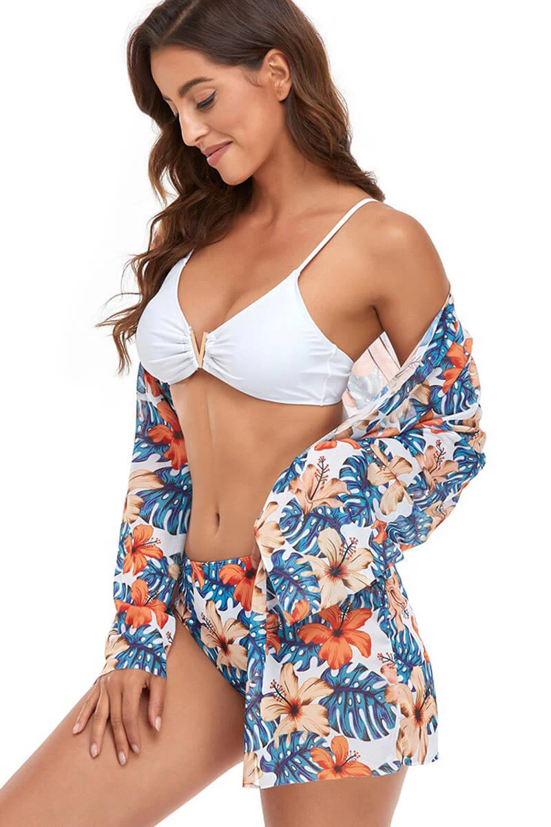 Balbina® | Floral Pattern Blouse And Bikini Set White - Image 3