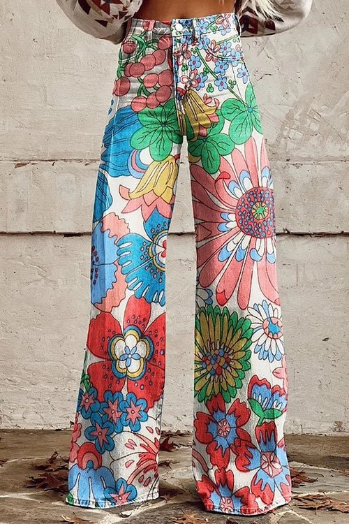 Baltazara® | Vintage Floral Pattern Wide Leg Pants - Image 4