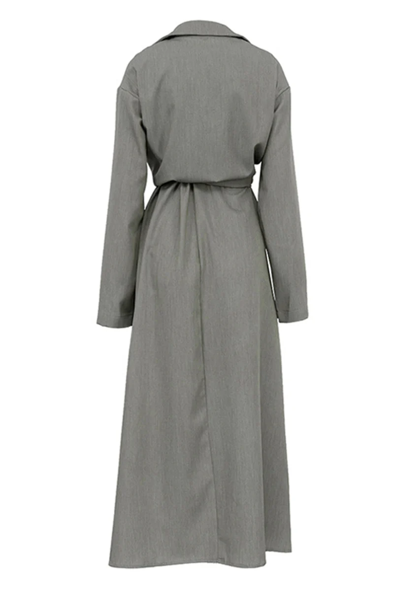 Barbara | Casual daily solid color patchwork turn-down collar long sleeve two piece - Image 5