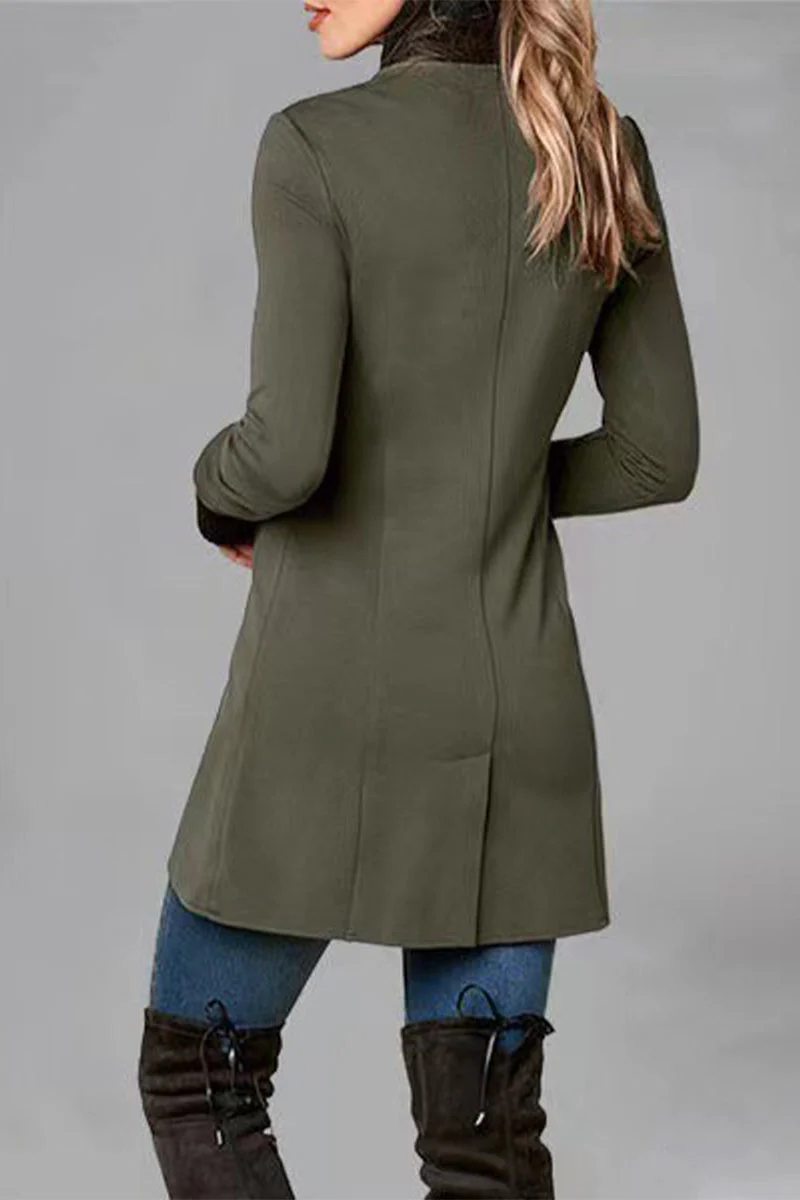 Barbara | Elegant college outerwear with solid color buttons and POLO collar - Image 5