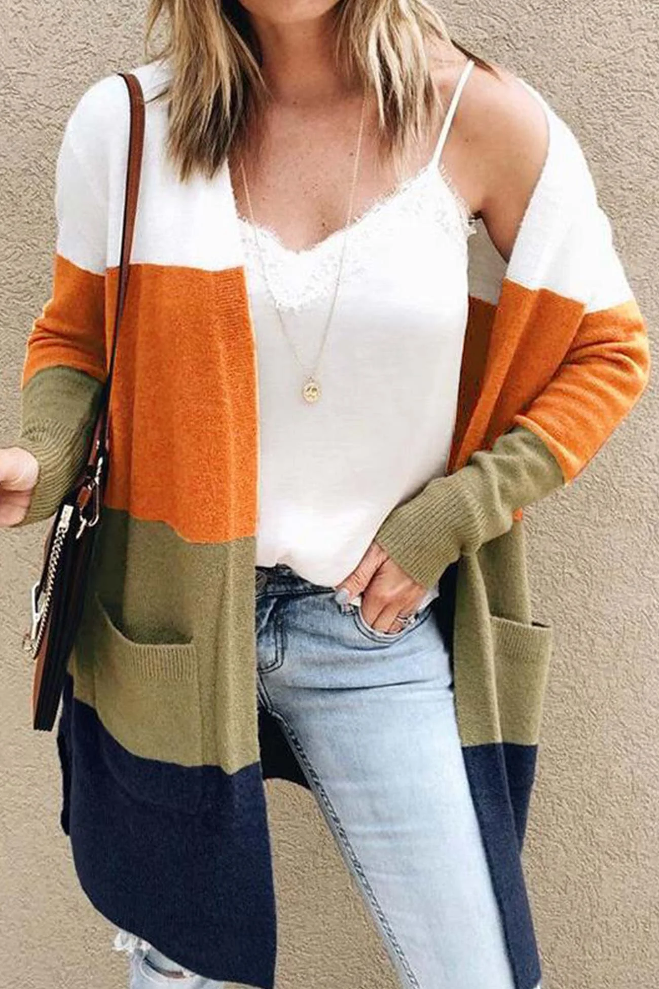 Beatrice | Color block open front cardigan - Image 3