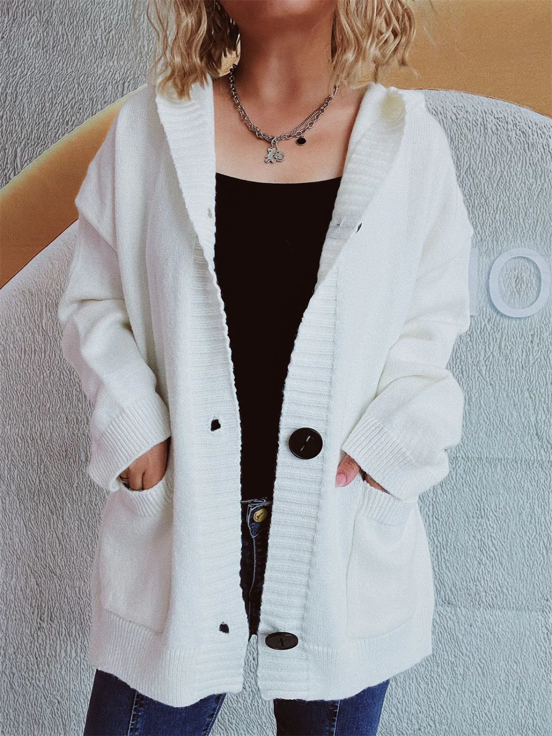Beatrice | Long-sleeved cardigan with hood and dropped shoulders - Image 6