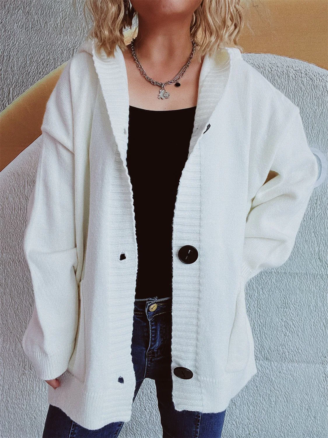 Beatrice | Long-sleeved cardigan with hood and dropped shoulders - Image 7