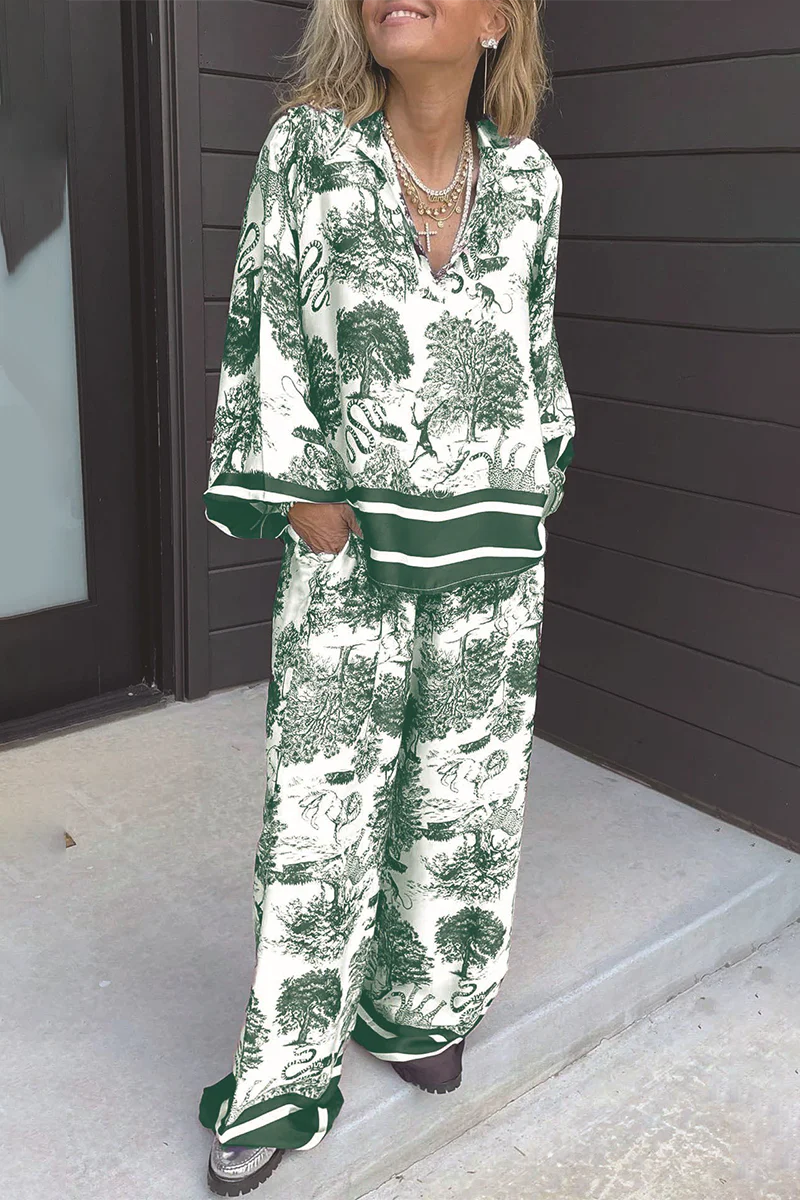 Beatriz | Casual street floral print, distressed drawstring pocket, V-neck, long sleeves, two-piece - Image 7