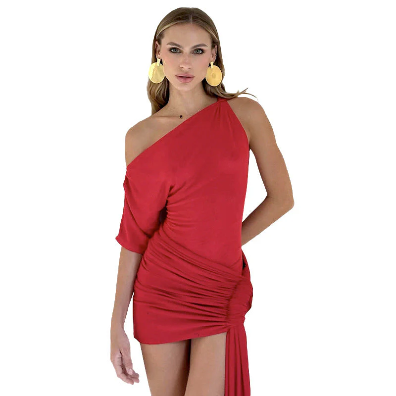 Beatriz® | Women'S Asymmetric Mini Dress With Draped Version - Image 5