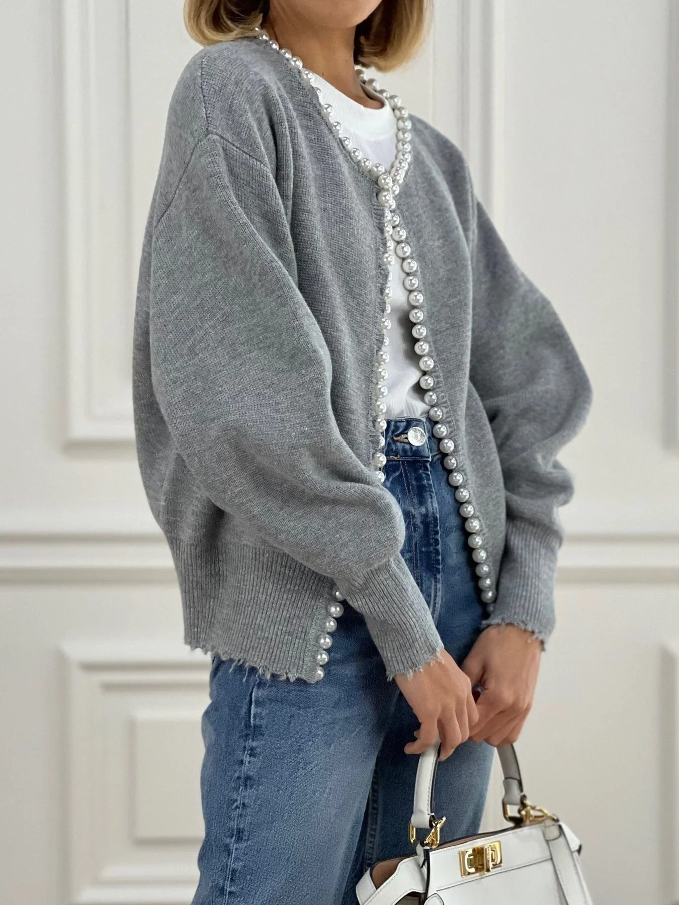 Belén | Beaded cardigan with ripped hem - Image 12