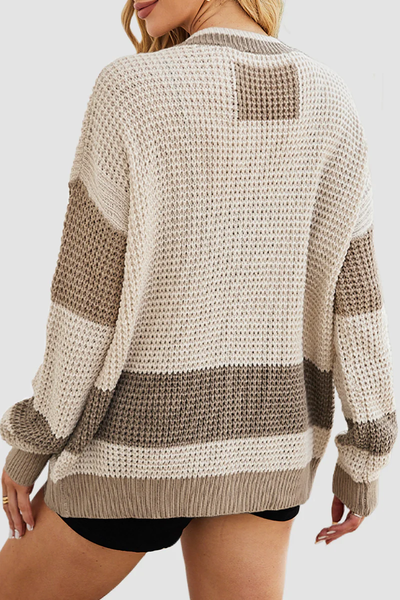 Belén | Casual daily color block outerwear with pocket buttons and V-neck - Image 11