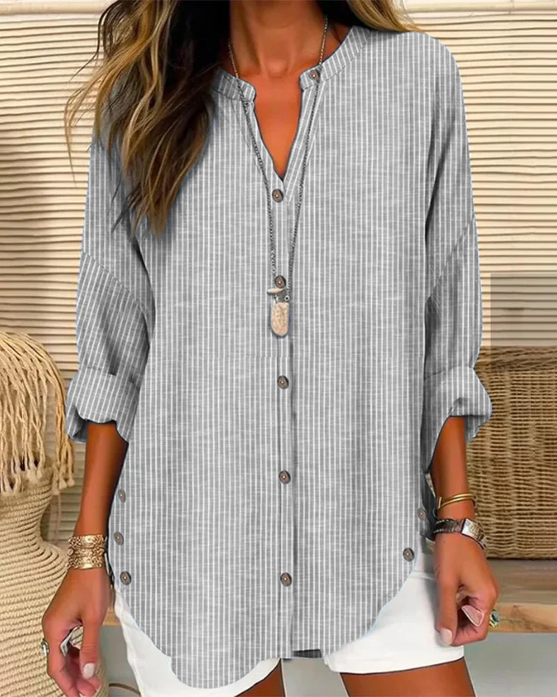 Belisa® | Stylish V-Neck Top With Stripes - Image 3